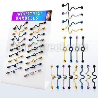 dind8 anodized 316l industrial barbell with a 5mm ball