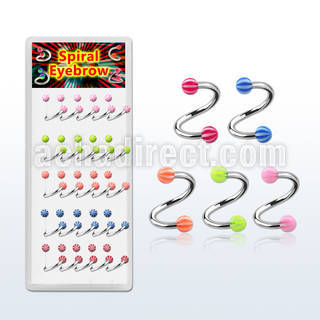 djspe6 caja 25 espirales ceja acero quirurgico bolas acrilicas pelota playa 3mm 8mm 10mm distribuidor mayorista