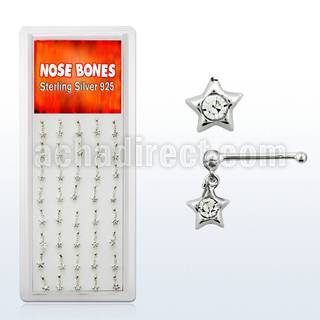 dnbdc2 caja display 40 piercing nariz hueso plata esterlina 0 6mm estrella cristal centro redondo claro venta
