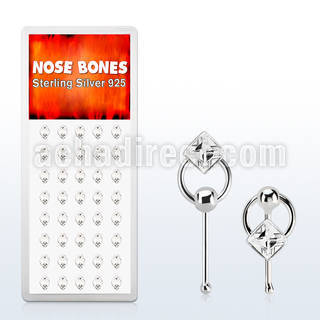 dnbrc5 caja display 40 piercing nariz hueso plata 0 6mm cristal cuadrado claro aro venta