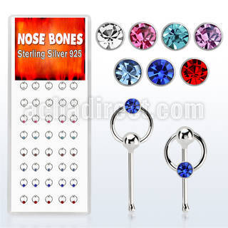dnbrm1 caja display 40 piercing nariz hueso plata 0 6mm cristal redondo aro distribuidor mayorista
