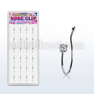 dncl11c caja display 24 piercings nariz clip plata 925 zirconia redonda 2mm distribuidor