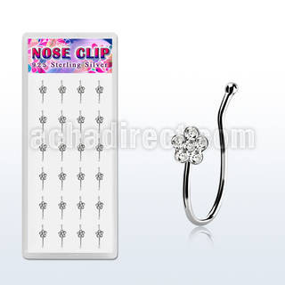 dncl9c caja display 24 piercings nariz clip plata 925 flor cristal distribuidor