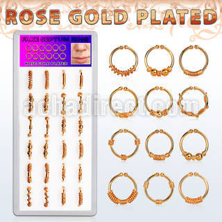 dnsm101 box w silver fake septum rings with rose gold plating 