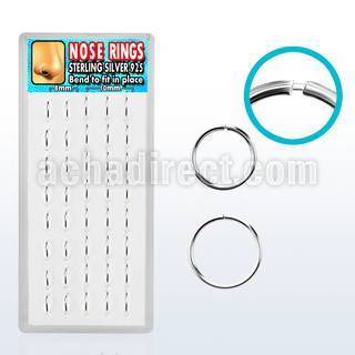 dnsm14 display 40 aros nariz continuos plata 925 1mm 8mm 10mm al por mayor