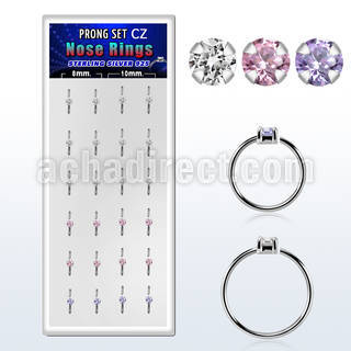 dnsm162 caja 24 aro continuo nariz plata 925 zirconia redonda 1 5mm 8mm 10mm distribuidor