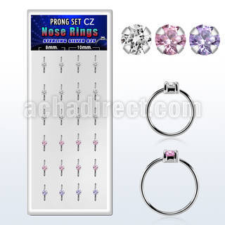 dnsm166 caja 24 aro continuo nariz plata 925 zirconia redonda 2 5mm 8mm 10mm distribuidor