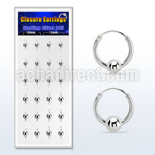 dnsm168 caja 12 pares aro bola presion plata 925 surtido bolas 4mm & 5mm 10mm 12mm venta