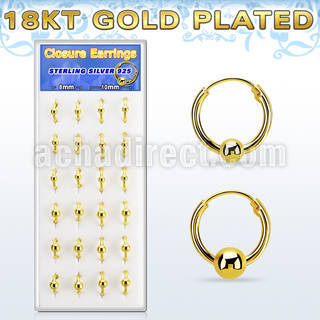 dnsm169 caja 12 pares aro bola presion plata oro 18 kts surtido bolas 3mm & 4mm 8mm 10mm al por mayor