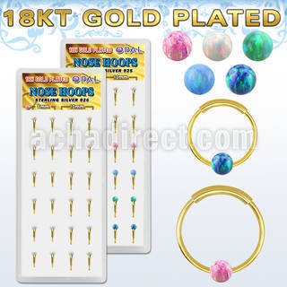 dnsm191 caja 24 aro nariz continuo plata 925 0 6mm oro 18 kts bola opalo 3mm 8mm 10mm mayorista