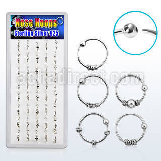 dnsm42 caja display 40 aros nariz plata esterlina 0 6mm alambre balines 10mm al por mayor