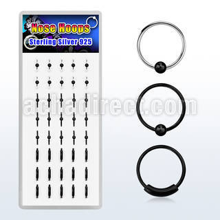 dnsmb caja display 40 aros nariz plata 925 0 6mm estilos mezirconia lados negro 8mm distribuidor mayorista
