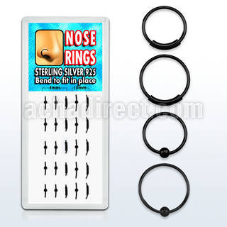dnsp3 caja display 25 aros nariz plata esterlina negro 0 6mm 15 bola 10 aros continuos distribuidor
