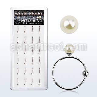 dnspr3 box w silver nose hoops w a 3mm faux pearl tops 8mm