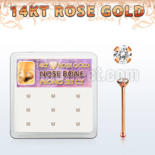 drnb6 caja display 9 piercing nariz hueso oro rosa 14 kts 0 6mm zirconia redonda 2mm distribuidor mayorista