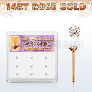 drnb7 caja display 9 piercing nariz hueso oro rosa 14 kts 0 6mm zirconia redondas claras 1 5mm venta