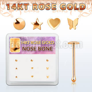 drnb9 box w 9 14kt rose gold nose bones w assorted tops