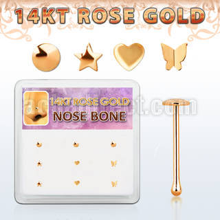 drnb9 caja display 9 piercing nariz hueso oro rosa 14 kts 0 6mm formas redonda estrella corazon mariposa distribuidor mayorista