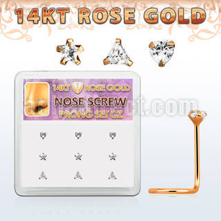 drsc9 caja display 9 nariz l oro rosa 14 kts 0 6mm zirconia claras 3mm formas estrella tri corazon distribuidor