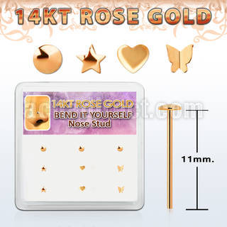 drys2 caja display 9 piercing nariz doblar tu mismo oro rosa 14 kts 0 6mm formas estrella rendonda corazon mariposa mayorista