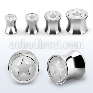 dsepg plug doble flare acero 316l solido brillo espejo logo estrella frente mayorista