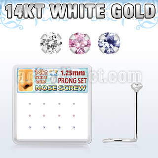 dwsc23 caja 12 piercing nariz l oro blanco 14 kts 0 6mm zirconia redondas colores 1 25mm al por mayor