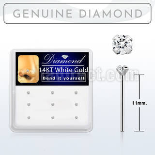 dwys15 caja 9 piercing nariz doblar tu mismo oro blanco 14 kts 0 6mm diamante 1 5mm al por mayor