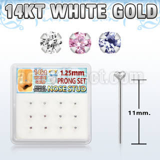 dwys23 caja 12 piercing nariz doblar tu mismo oro blanco 14 kts 0 6mm zirconia redondas colores 1 25mm distribuidor