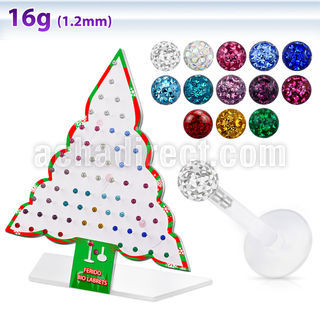 dxmas7 xmas tree display of bioflex labret with push in balls