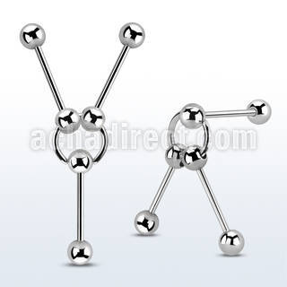bbsl2d piercing ear scaffolding compuesto barbells acero quirurgico unidos un aro bola presion