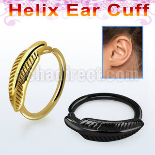 echtfe piercing helix tipo ear cuff acero 316l anodizado pluma al por mayor