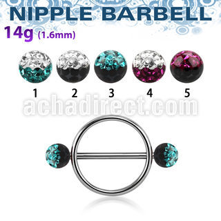 efrnpe5 316l steel nipple shield w 2 5mm multi crystal balls