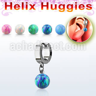 ehhop pendiente huggie helix acero inoxidable bola opalo se vende por pieza distribuidor