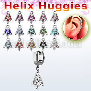 ehhtu1 pendiente huggie helix acero inoxidable flor tulipan cristal se vende por pieza al por mayor