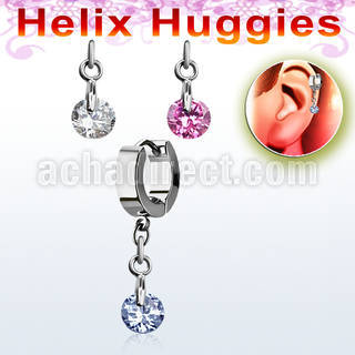 ehhz372 pendiente huggie helix acero inoxidable redonda zirconia se vende por pieza distribuidor mayorista