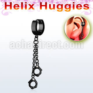 ehk652 pendiente huggie helix acero inoxidable pvd negro esposas negras anodizadas s se vende por pieza distribuidor