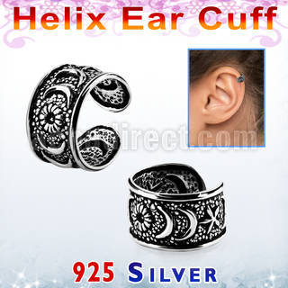 ehvcf1 piercing helix tipo ear cuff plata esterlina luna & estrella distribuidor