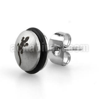 er102 pair of stainless steel and rubber lizard button studs