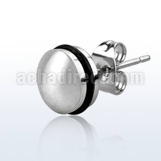 er103 par piercing oreja boton acero inoxidable mate pulido anillos goma 10mm mayorista