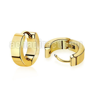 er134g pair of gold pvd stainless steel huggies earring