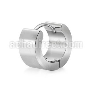er138 pair of stainless steel wide huggies w matt polish