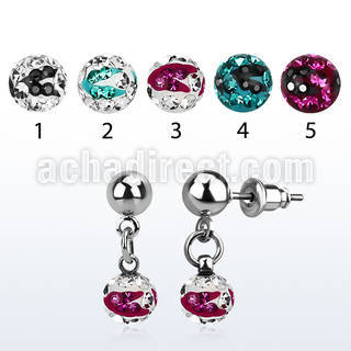 er263c piercing oreja acero quirurgico 6mm multi cristal ferido rayas cebra distribuidor mayorista