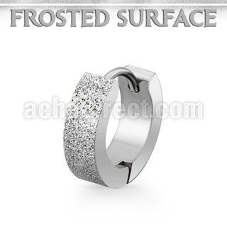 er269h stainless steel huggie w a frosted effect surface