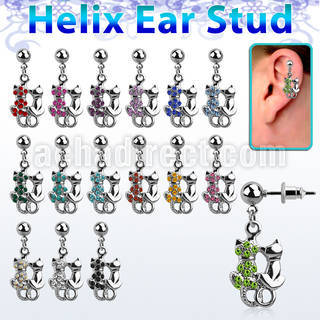 erbd1 piercing oreja helix acero quirurgico bola gato cristal colgado vendido por pieza venta