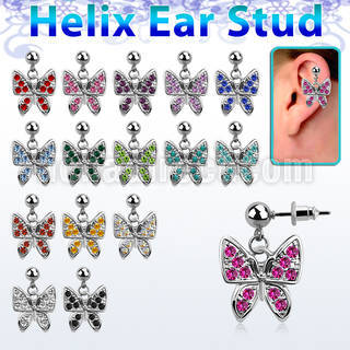 erbd3 piercing oreja helix acero quirurgico bola mariposa cristal vendido por pieza mayorista