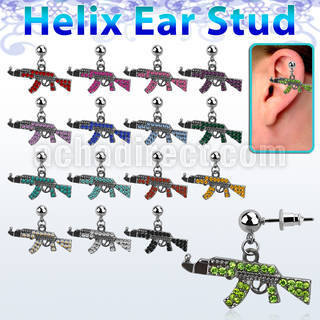erbd631 piercing oreja helix acero quirurgico bola miniatura ak47 negro venta
