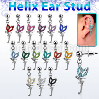 erbd7 piercing oreja helix acero quirurgico bola hada cristal vendido por pieza mayorista