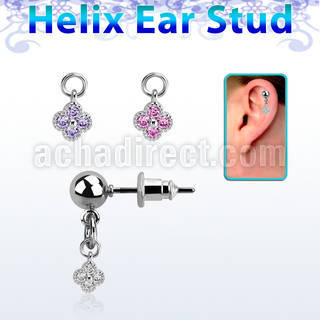 erbdz411 piercing oreja tipo helix acero quirurgico bola colgante flor zirconia plata & venta