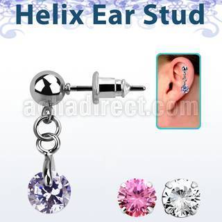 erbz372 piercing oreja acero quirurgico bola zirconia redonda vendido por pieza distribuidor