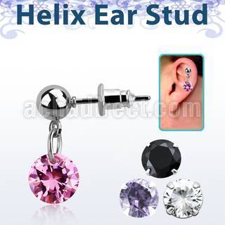 erbz407 piercing oreja acero quirurgico bola zircona 8mm redonda se vende por pieza distribuidor mayorista